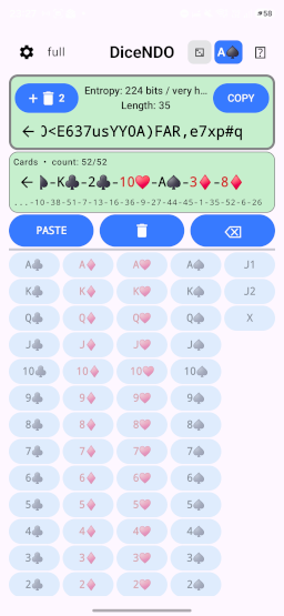 Dicendo cards interface